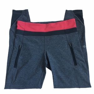 Lululemon Gray and Red Mesh Leggings Size 6